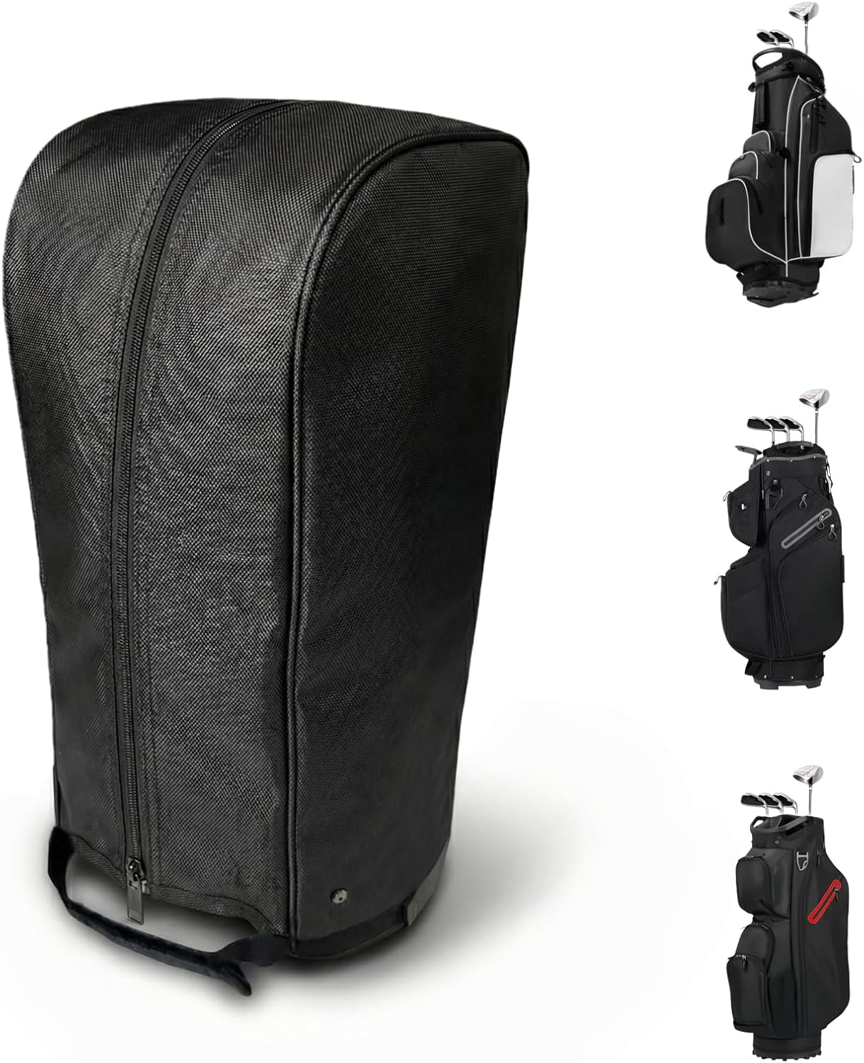 Golf Bag Rain Cover, Golf Club Head Cover, 1680D Nylon Waterproof Dustproof Cover with Adjustable Buckles, Golf Club Bag Accessories for Stand/Cart Bags, Mens Women Golfer (Black)