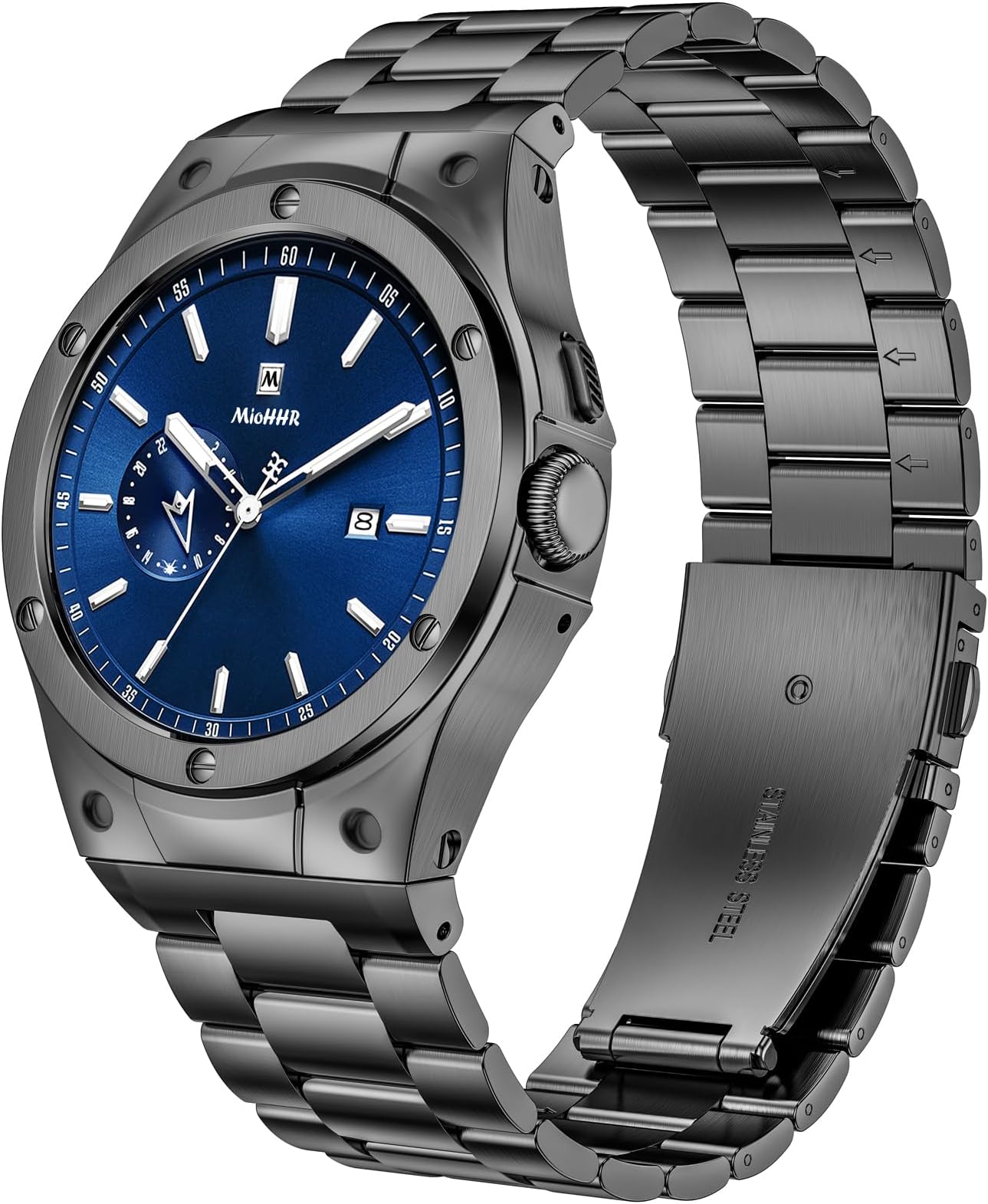 MioHHR Compatible for Google Pixel Watch 3/2 / 1 Band, Stainless Steel Case with Wristband Strap for Men Women