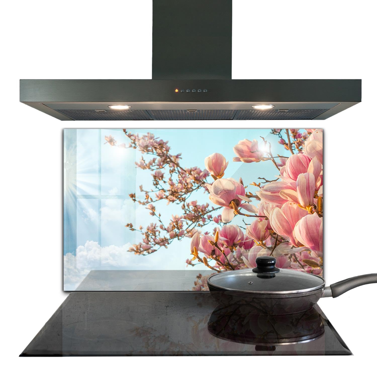 Panneau de cuisine en verre trempé de qualité supérieure Magnolia Fleuri