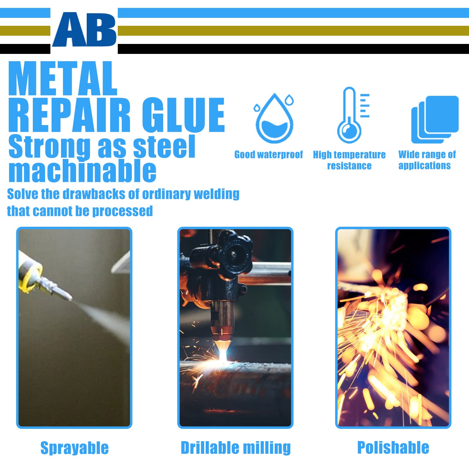 Colla Metallo Bicomponente - Stucco Riparazione Metalli, 50g+50g, Per Alta Temperatura - Foto 6