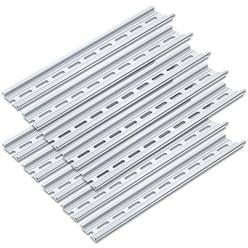 1 Meter DIN Rail, 10 Pieces Aluminum Top Hat Slotted DIN Rails with RoHS for Professionals and DIY Cut Length | Hardware Components Mounting - 1 Meter Long, 35mm Wide, 7.5mm High