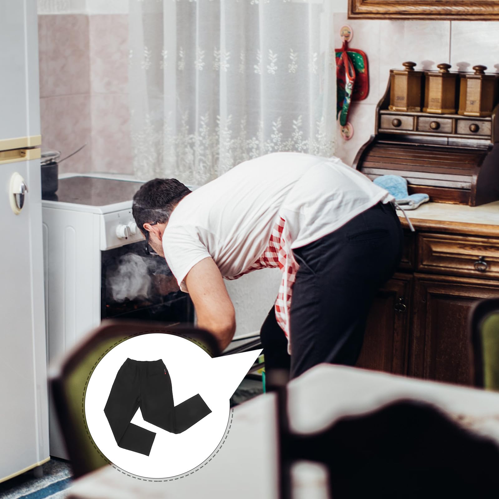 Pantaloni da Cucina Uomo Neri in Cotone con Design Classico, Vita Elastica e Tasche Funzionali per Lavoro in Ristorante e Cucina Professionale
