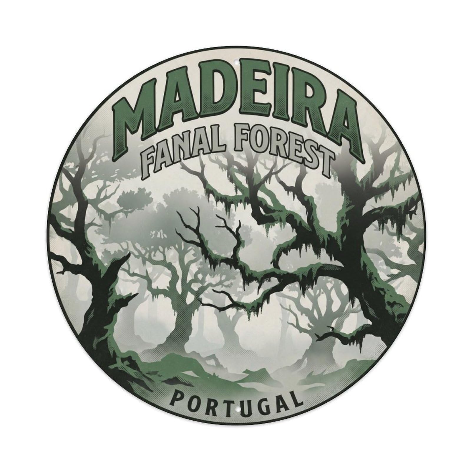 Olyhtr 8X8inch Classic Style Madeira Fanal Forest Portugal Travel Metal Tin Sign