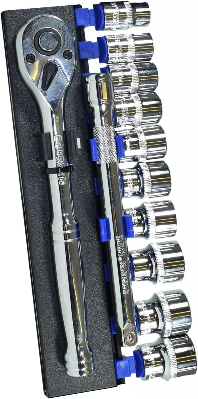 3/8" Drive Metric Shallow And Accessory Kit Set 10mm - 19mm 12pcs Bergen