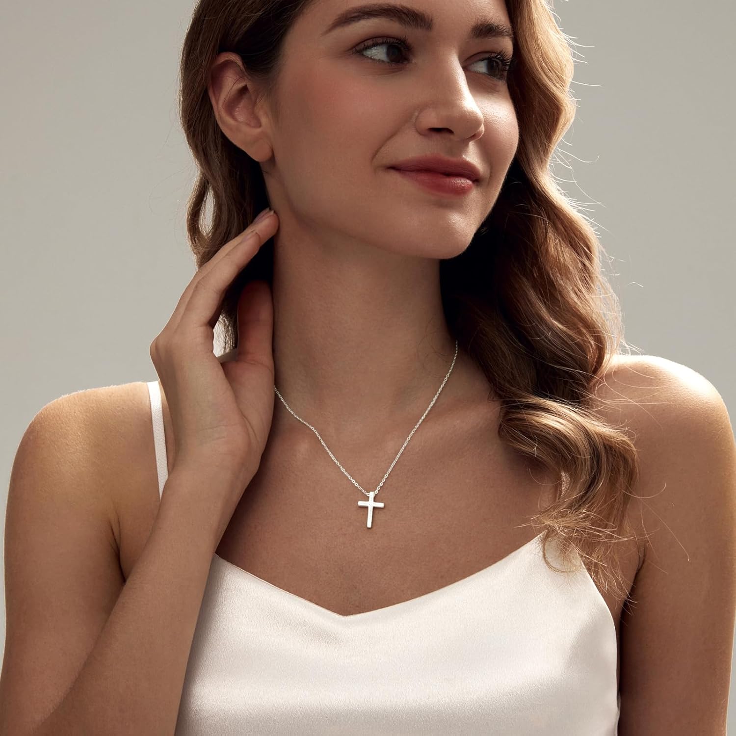 Cross Necklace for Women Gold/Silver Plated Layered Dainty Cross Chain Trendy Choker Satellite Charm Small Crucifix Pendant Gold/Silver Necklace Stackable Hypoallergenic Delicate Gift for Women - Image 6