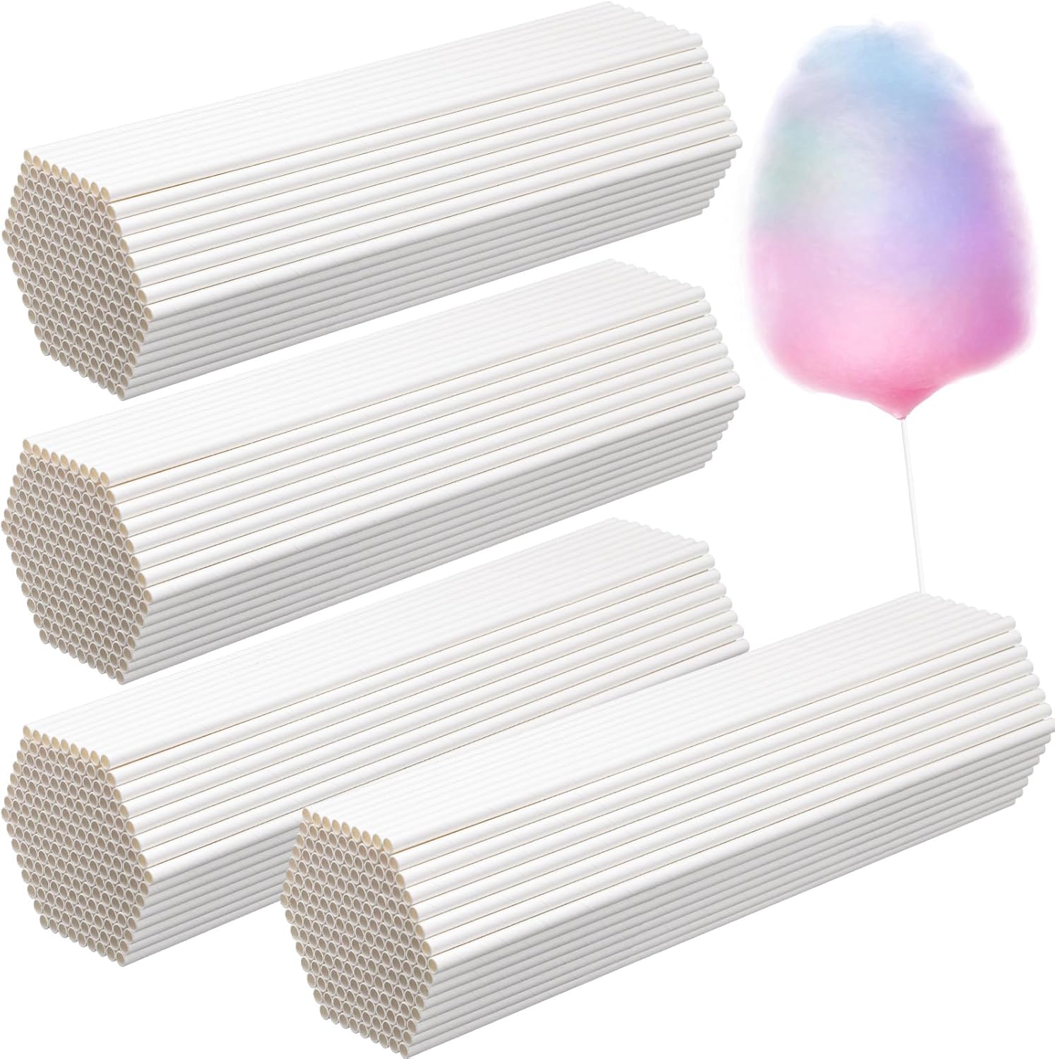 Honeydak 1200 Pcs Cotton Candy Cones 13.8 Inch White Cotton Candy Sticks for Sugar Making Supplies White Holder Sticks for Birthday Parties Festivals