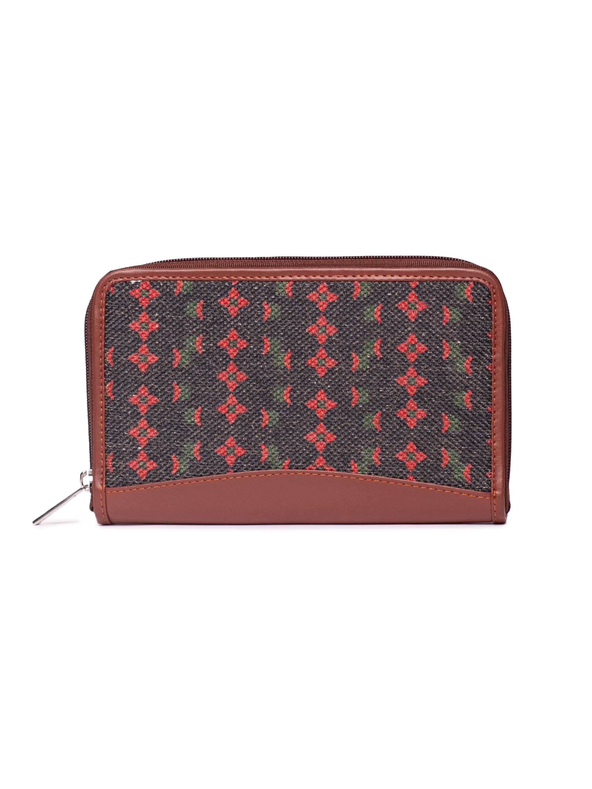 ZOUK Women's Handcrafted Shobha Niwas Lotus Motif Classic Chain Wallet for Mobile Phones