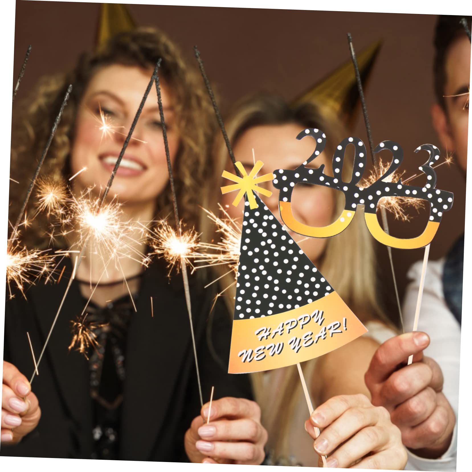 Cabilock Lot De 5 Accessoires Photo Portables pour Décoration De Photos du Nouvel an Cadres Élégants Et Tendance pour Jeux De Fête Et Célébrations du Nouvel an 46 Pièces X 5