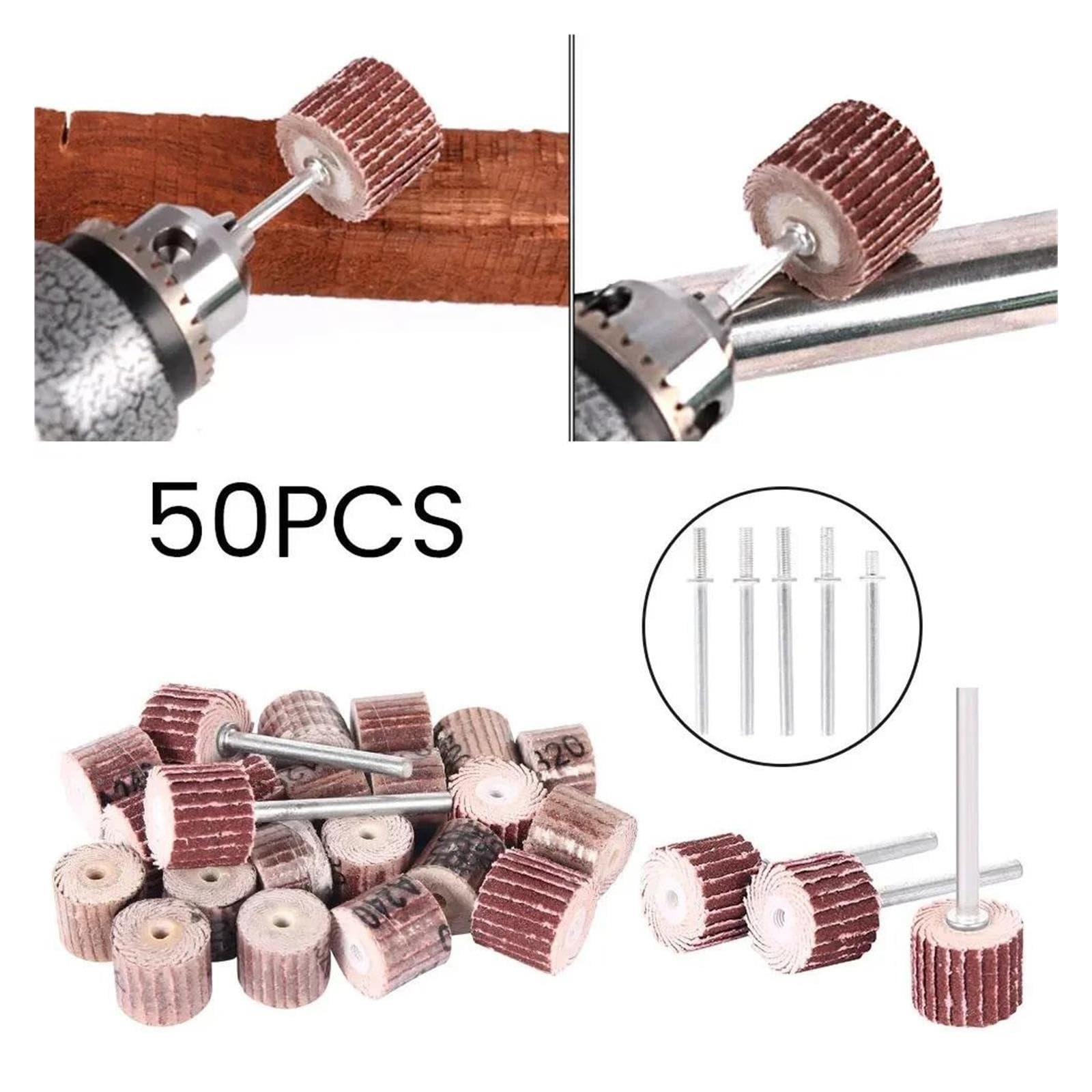 50-teiliges Schleiftrommel-Set, Lamellenschleifpapier for rotierende Schleifwerkzeuge