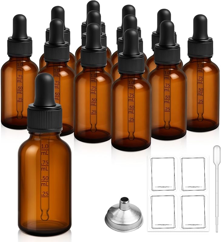 Bumobum Frascos Conta-gotas de Vidro Âmbar Reutilizáveis, 30 mL, Pacote com 12