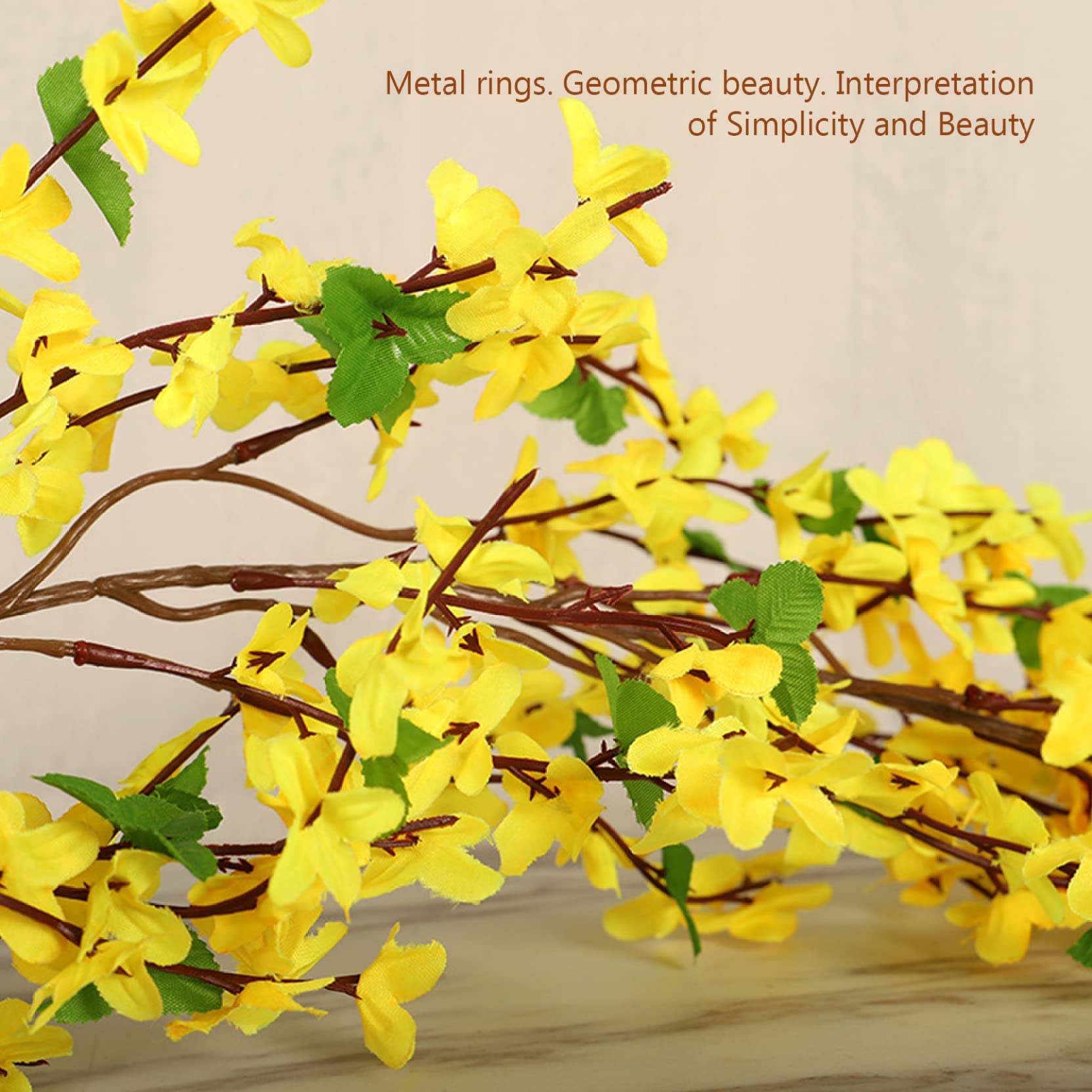 Couronnes de Printemps et d'été Jaunes, Couronne de forsythia Jaune, Couronne Porte Artificielle à Suspendre au Printemps et à l'été pour décoration Porche Porte d'entrée 50 cm