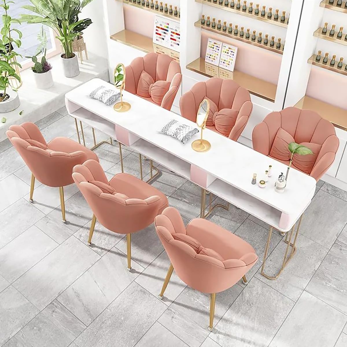 Chaise Bureau Pivotante,chaise Coiffeuse Velours,avec Dossier En Pétale,hauteur Réglablecrème Blanc