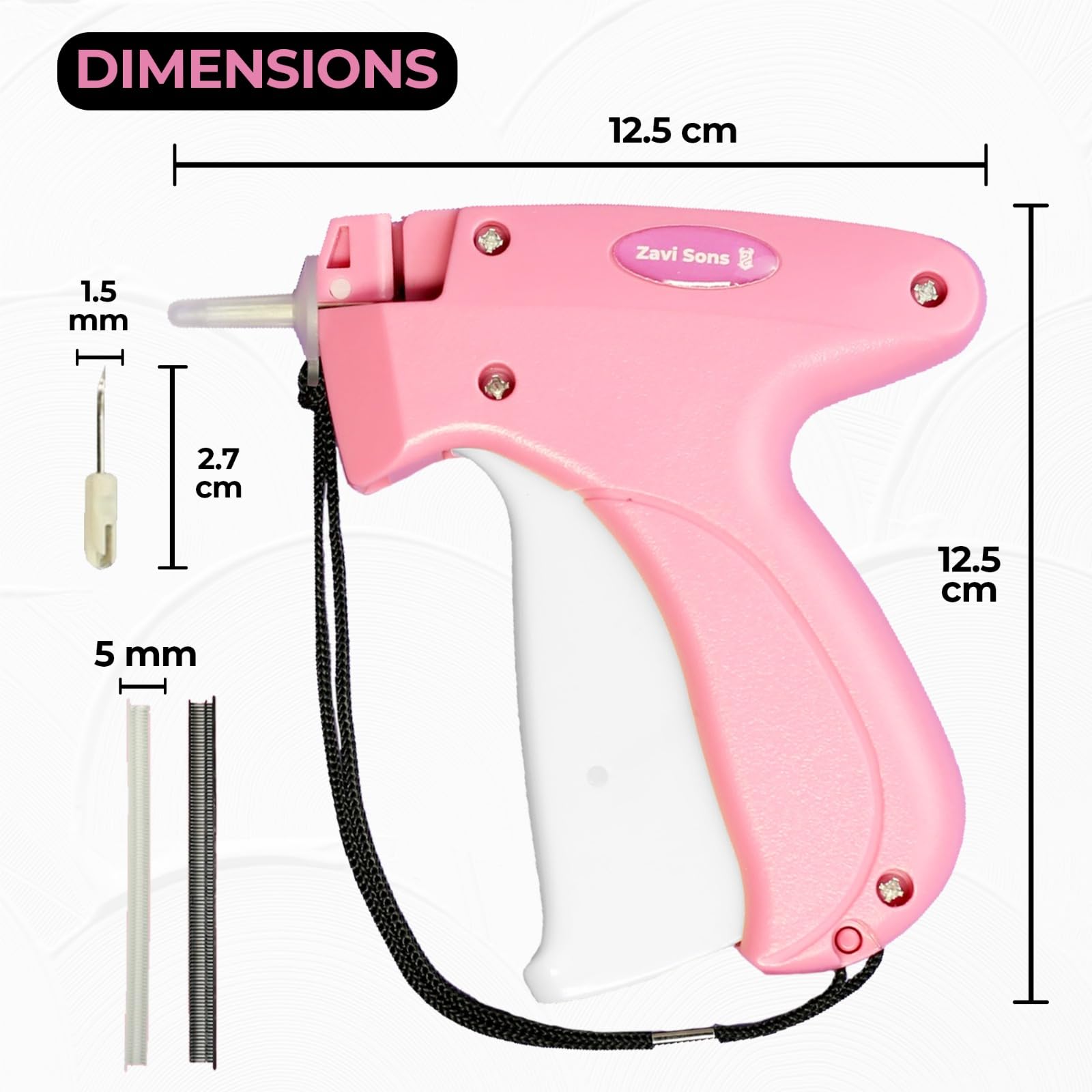 ZAVI SONS Stitch Gun for Clothes, Tagging Tool for Clothing, Quick Stitch Sewing Tool, Sticky Hemming Strip, Includes 6 Fine Needles, 1000 White and 1000 Black Sharpeners.