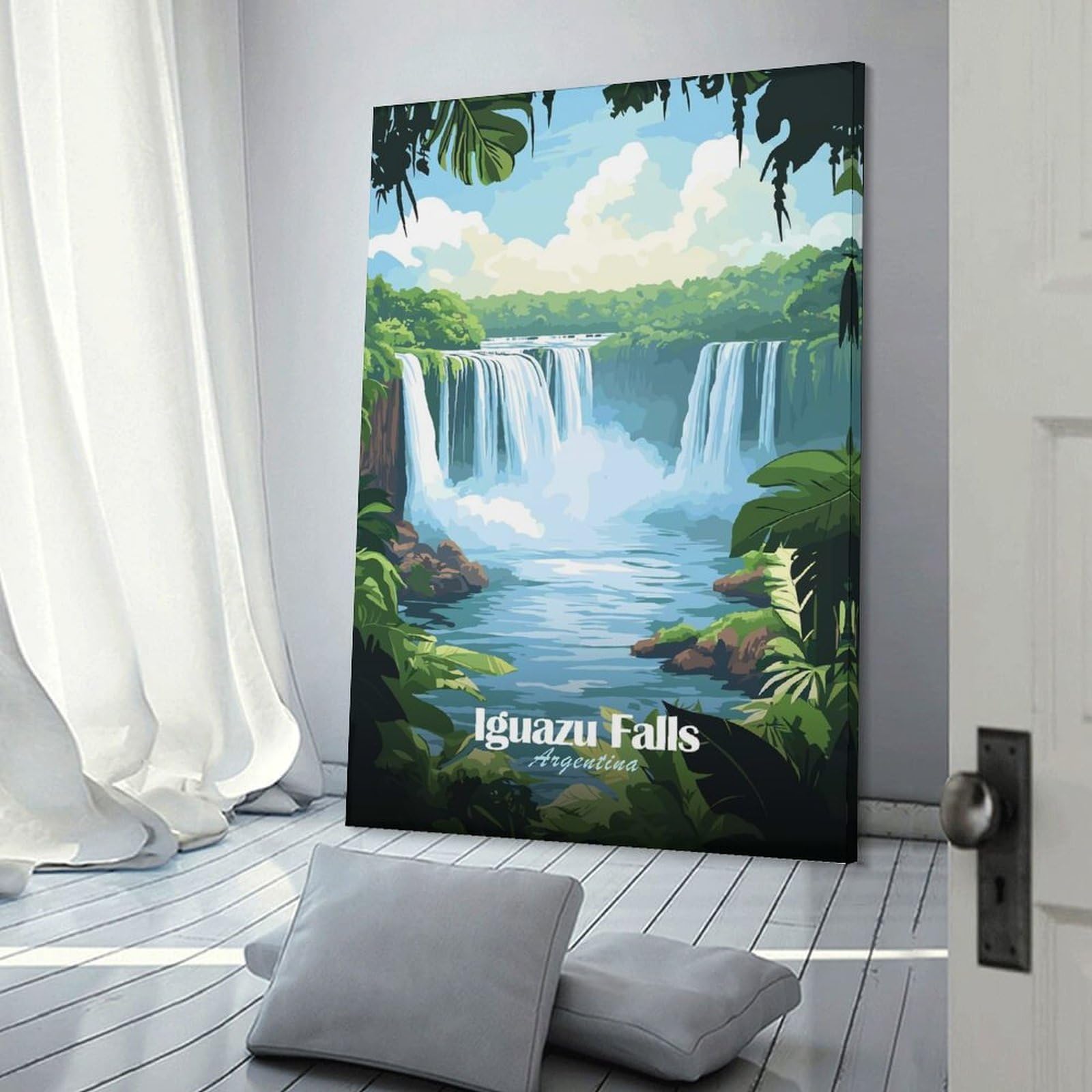 Junmoney Iguazu Falls Argentina Decorative Canvas Print, 24x36inch(60x90cm), for New Home Styling, Lounge Or Bedroom, Wall Decor with Flexible Room Appeal