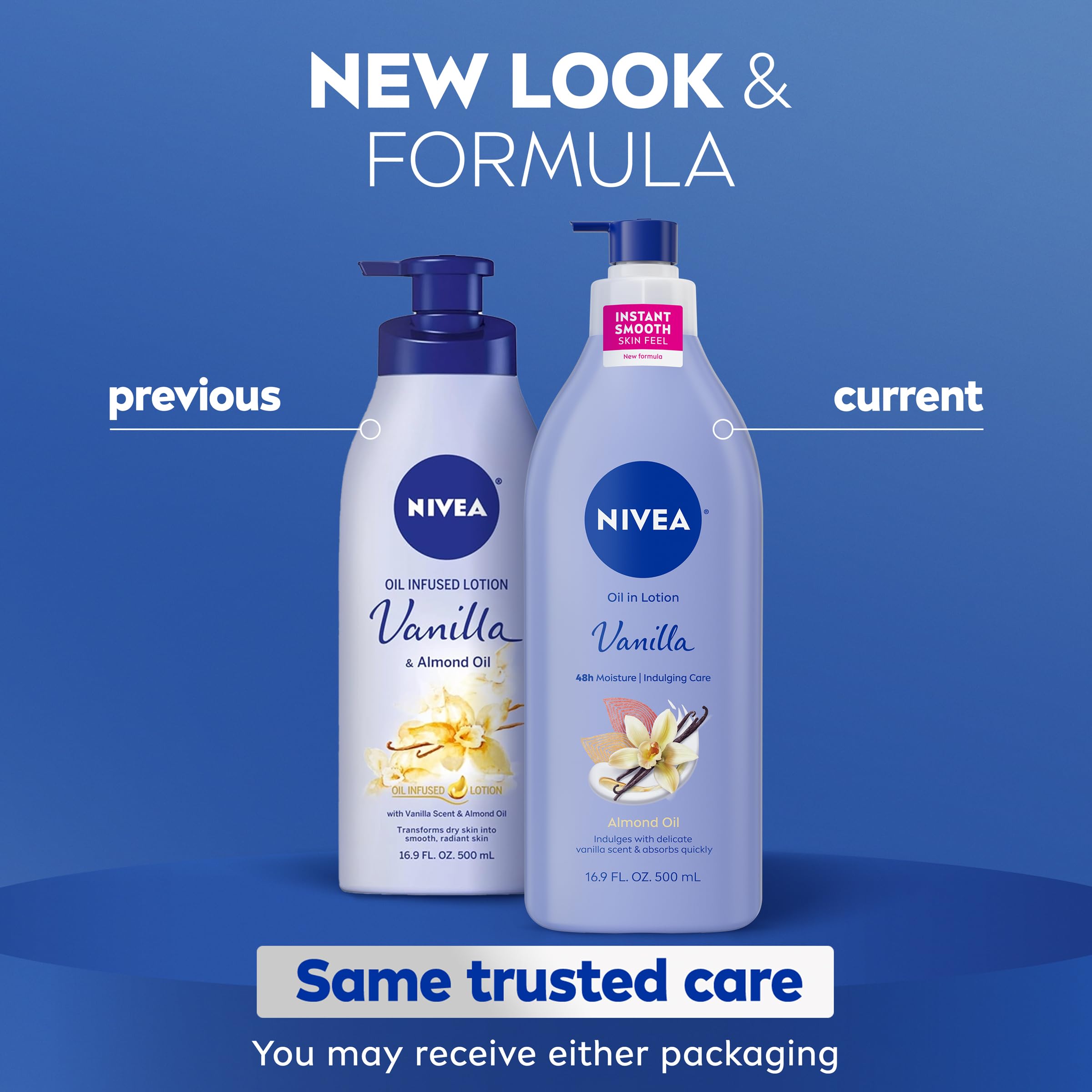NIVEA Oil Infused Body Lotion Vanilla and Almond Oil, 16.9 Fluid Ounce (Pack of 3), Blue, 499.79 ml (Pack of 3) - Image 2