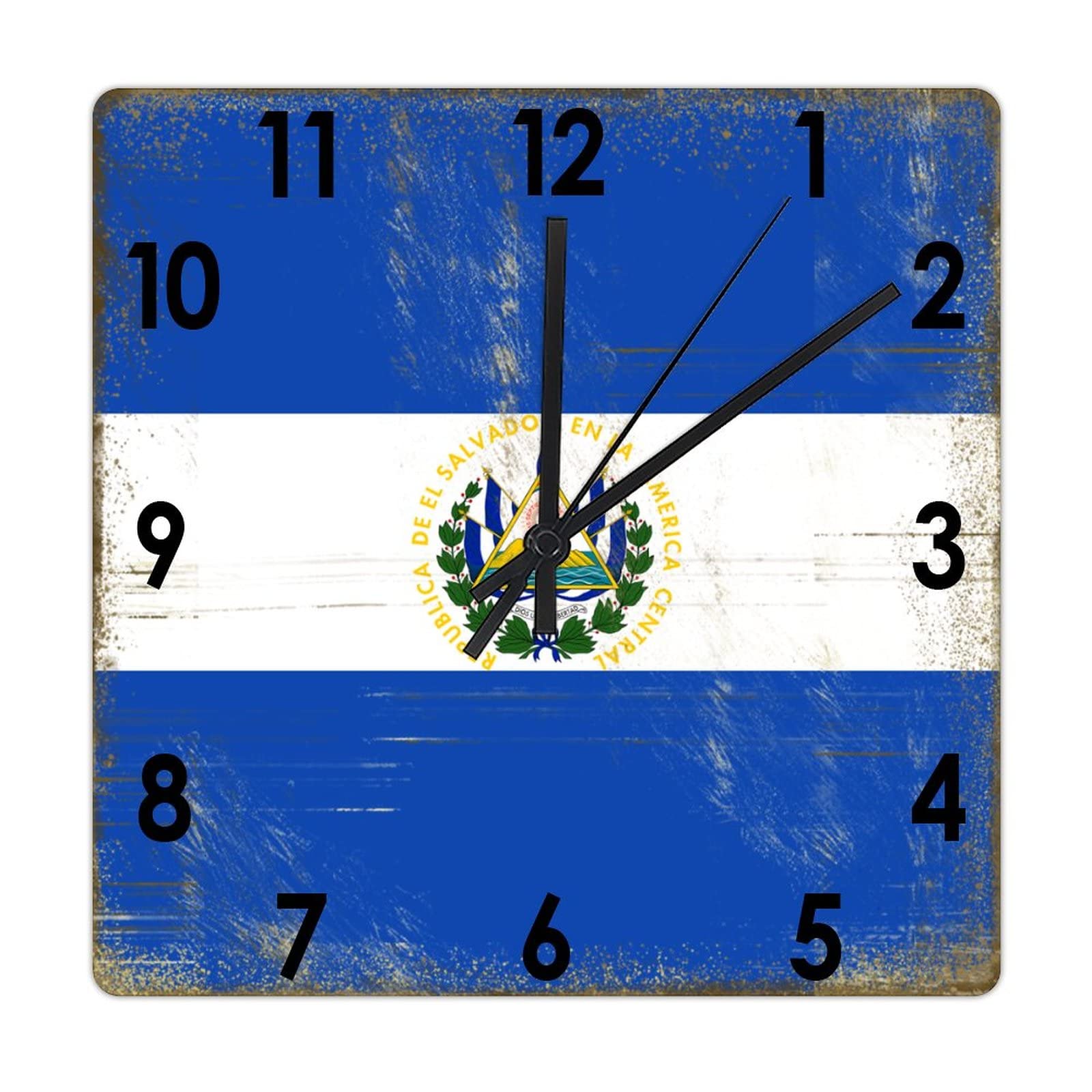 Horloge murale carrée El Salvador bois silencieuse 38 cm salon bureau