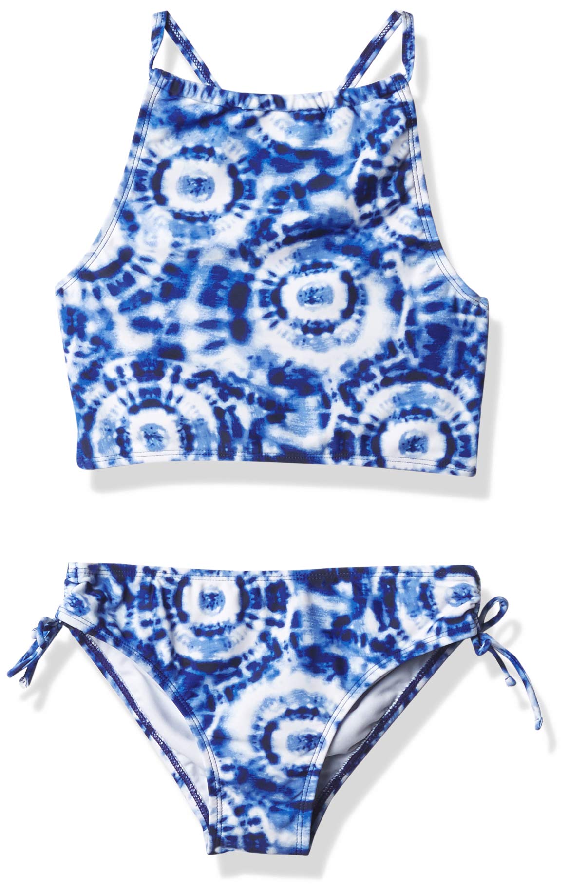 Kanu Surf Girls' Daisy UPF 50+ Beach Sport Halter Tankini 2-Piece Swimsuit, Groovy Denim Blue, 14