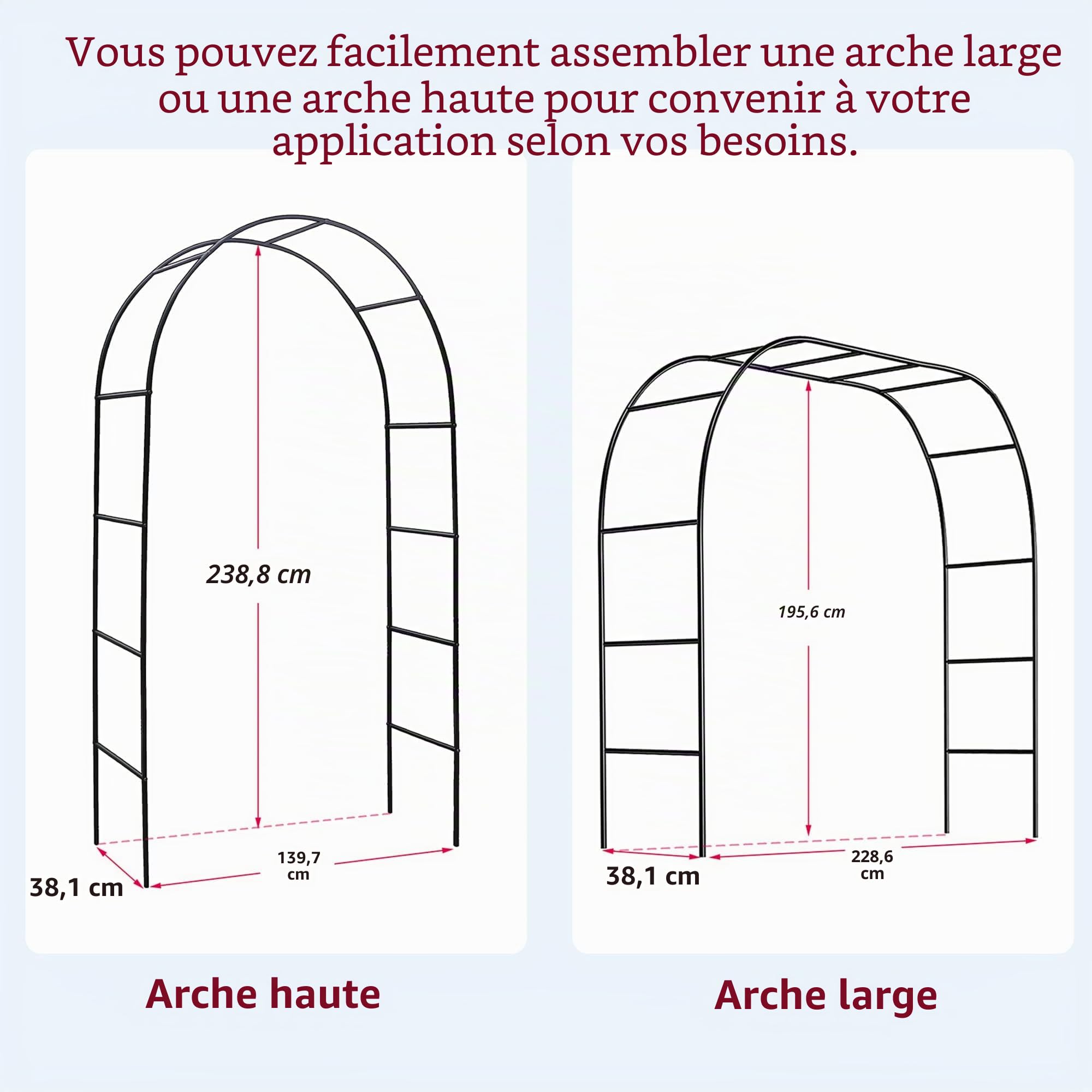 ATR Art to Real Arche de Jardin pour Plantes grimpantes,Pergola d'extérieur Décorations de Mariage pour cérémonie,Assemblage Gratuit en 2 Tailles,Arbre de Jardin Robuste en métal pour Ballons