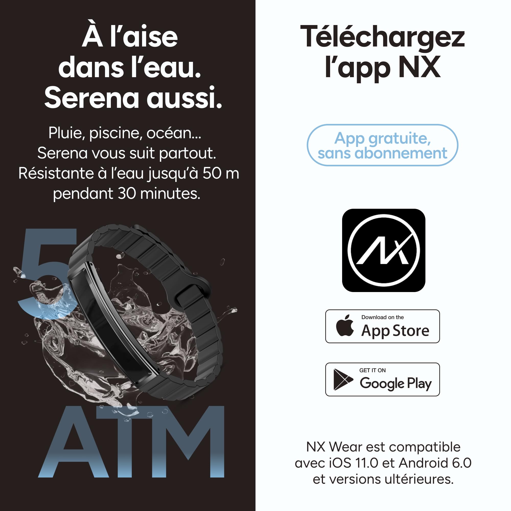 KSIX Bracelet connecté Serena pour Femmes avec écran, Suivi d'activité et de Sommeil, 100 Modes Sportifs, autonomie de 7 Jours, étanchéité jusqu'à 5 ATM, 2 Bracelets (Silicone et métal)