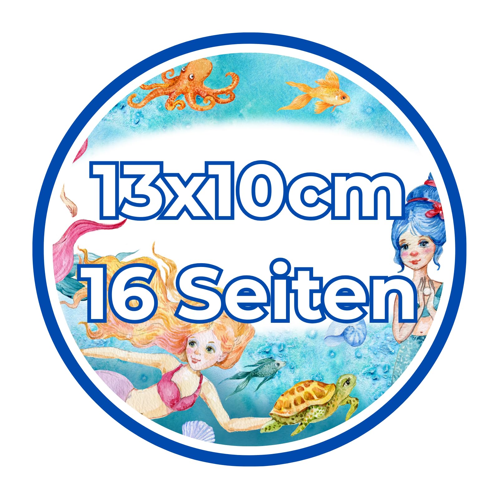 TE-Trend Mini kolorowanka syrenka, ocean, zestaw 12 sztuk, z 15 naklejkami, idealna jako torba imprezowa lub pamiątka