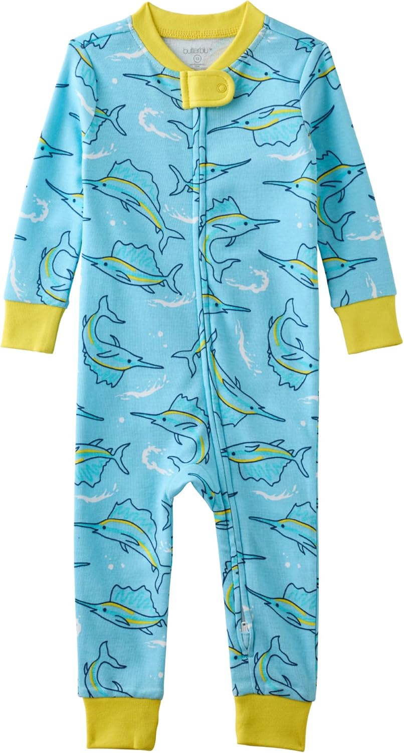 Butterblu Shawn Snug-fit Footless Baby Pajamas One-Piece 100% Organic Cotton Zip Front Sleeper PJs for Baby Boys & Girls​