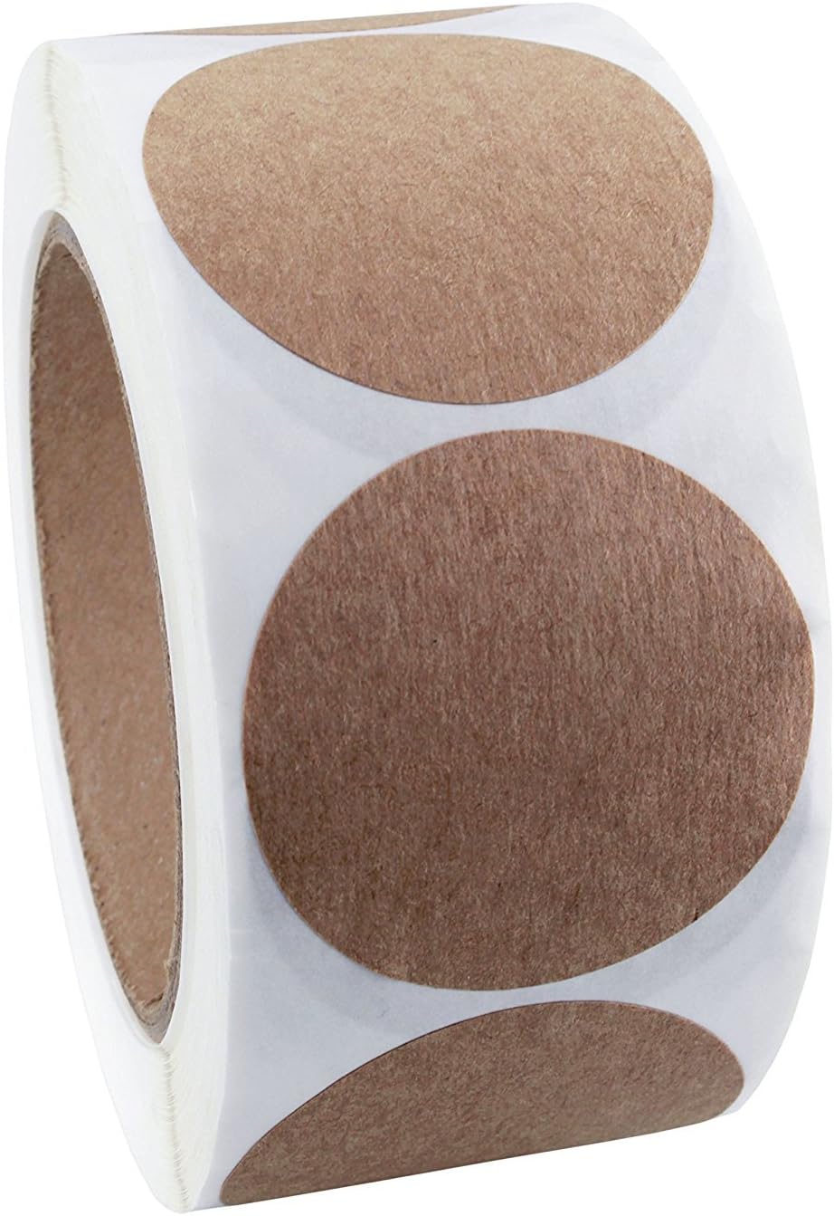 TotalPack 2" Brown Kraft Paper Dot Labels 500 Round