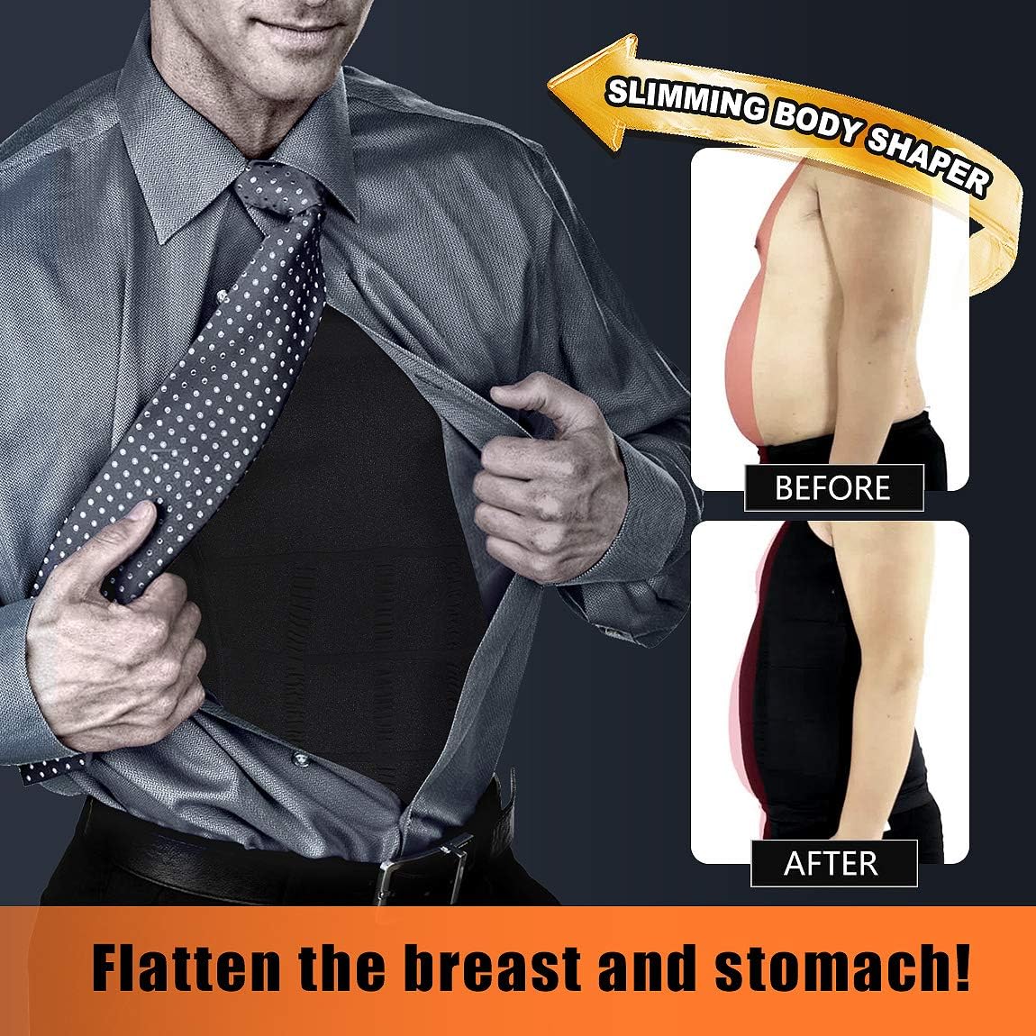 Hoter Mens Body Shaper Slimming Vest, Men's Compression Base Layer Slim Compression Muscle Tank Shapewear - Image 4