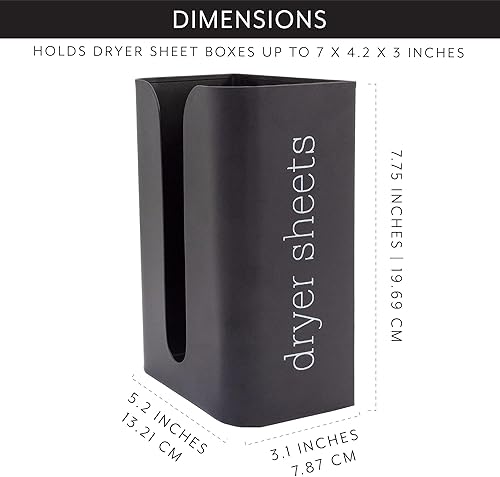 Vista 4 de AuldHome Design Dryer Sheet Dispenser (Black); Enamelware Vertical Style Fabric Softener Sheet Holder for Laundry Room Negro
