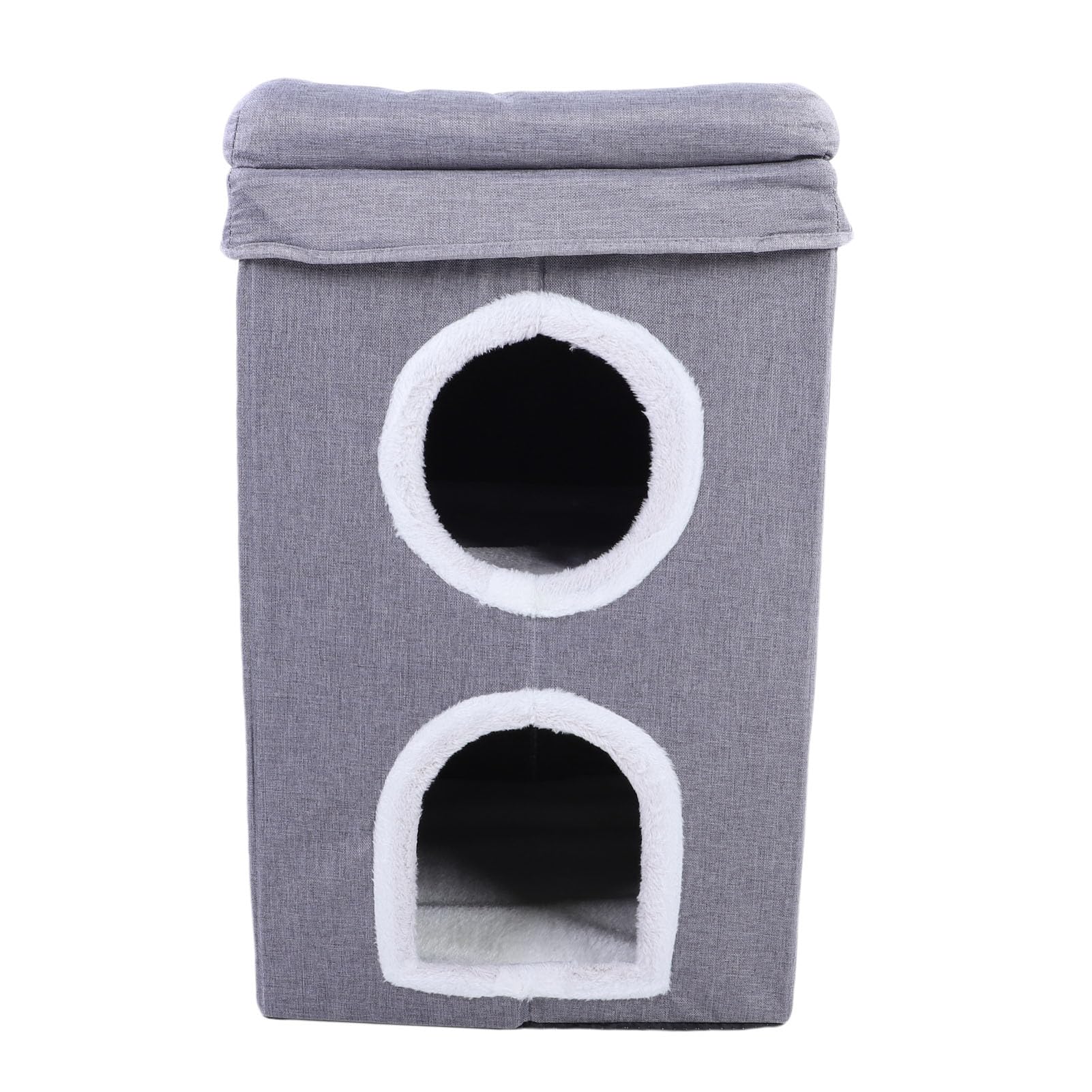 ASHATA Innovatives 3-lagiges Katzenbett-Hauswürfel mit Kratzbrett, Tragbares Ganzjahres-Katzenhaus Zum Springen und Klettern, Katzenhöhlen-Bett-Spielhaus für den Innenbereich
