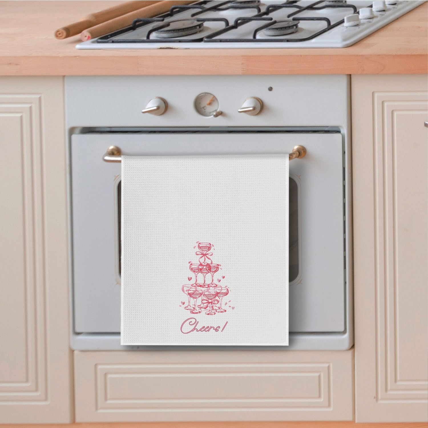 Pink Coquette Bow Champagne Kitchen Towels, Gifts for Champagne Lovers Dish Tea Towel for Kitchen, Preppy Trendy Wine Cheers Decorative Hand Towels for Bar Cart, 16x24 Inches - Image 3