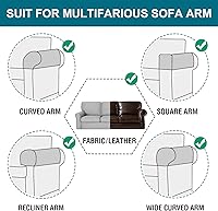 Vista 5 de Turquoize Fundas elásticas para reposabrazos para sillas y sofás, fundas para reposabrazos de sofá de elastano jacquard, funda antideslizante