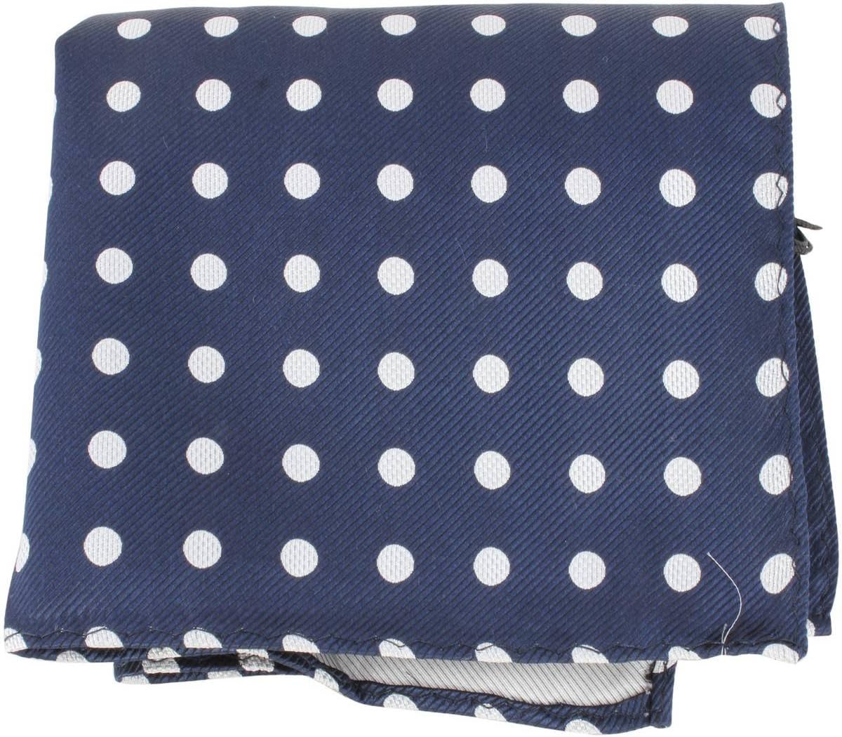 Knightsbridge Neckwear Mens Polka Dot Silk Pocket Square - Navy/White