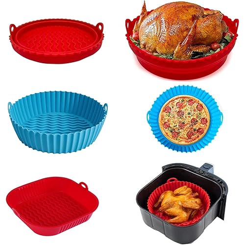Silicone Air Fryer Liner Reusable Air Fryer Silicone Basket Heat Resistant Easy Cleaning Air fryers Silicone Pot for 4 to 7 Qt for Air fryer Oven Accessories