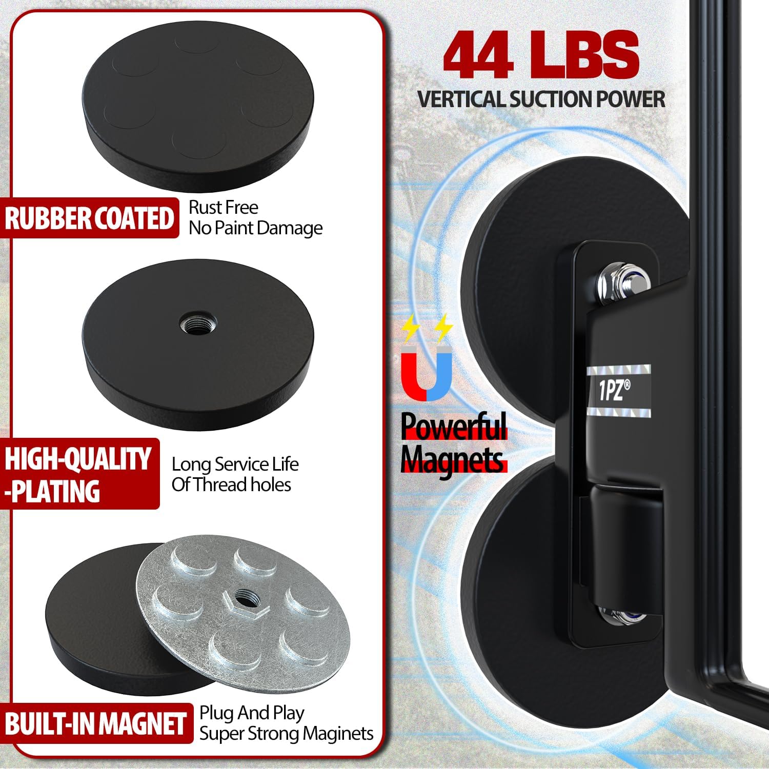 1PZ MTM-001 Universal Magnetic Tractor Mirrors, Side Mirrors for Tractors, Golf Carts, Forklifts, Lawn Movers, Small Dozers, Compatible with John Deere, Kubota B BX Mahindra Tractor Accessories