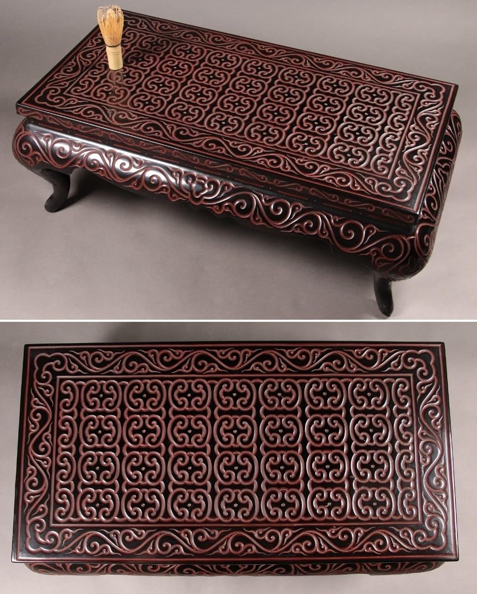 航】中国古玩 中国美術 唐物 明代 時代堆黒堆朱 倶利 平卓 花台