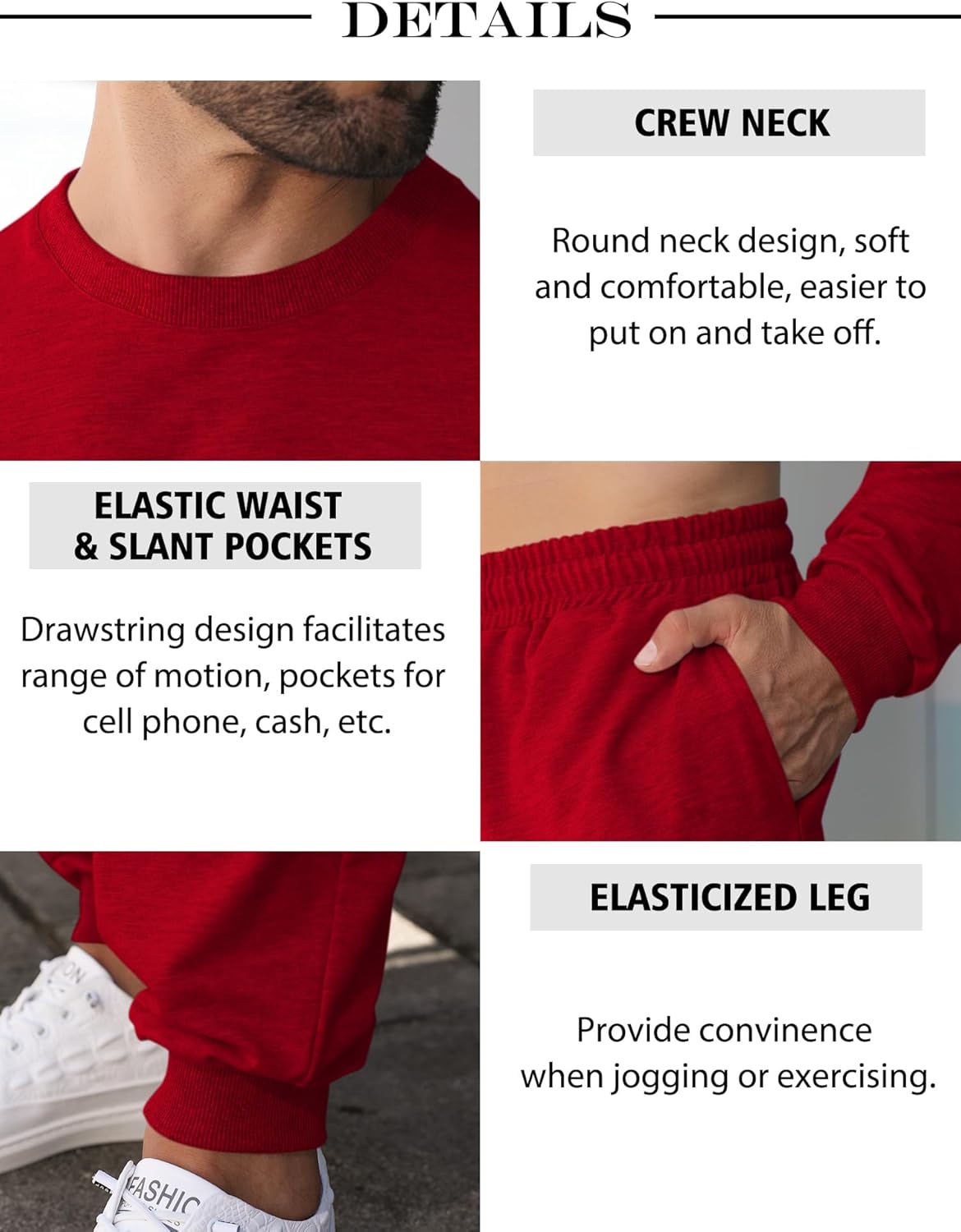 Babioboa Men's 2 Piece Outfits Long Sleeve Pullover Sweatshirt Tracksuit Jogger Sweatpants Sweatsuit Set - Image 4