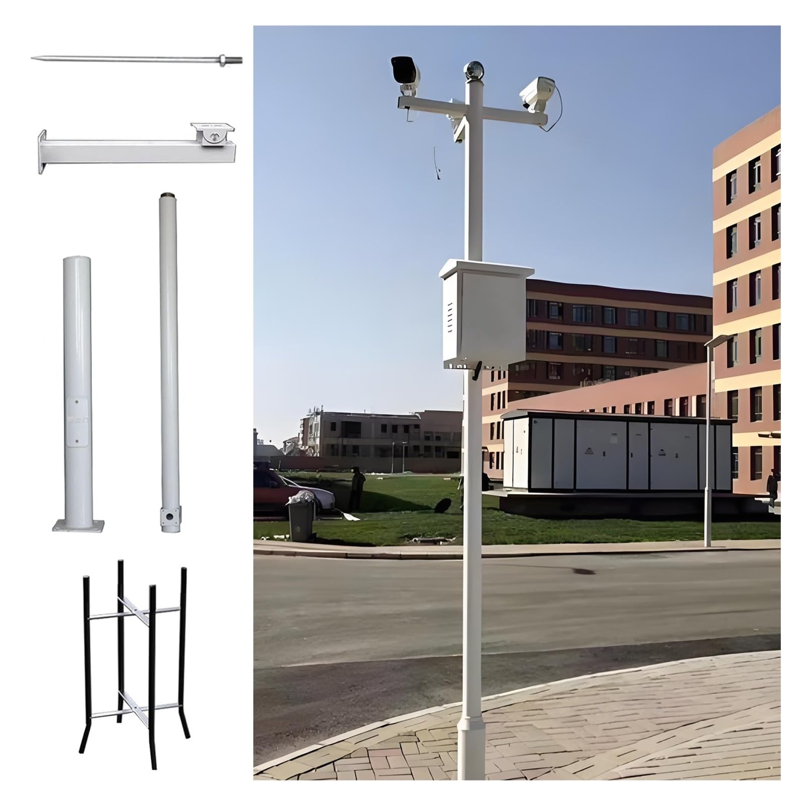Poteau de caméra de sécurité, support de montage résistant aux intempéries pour la surveillance extérieure dans les rues et les cours