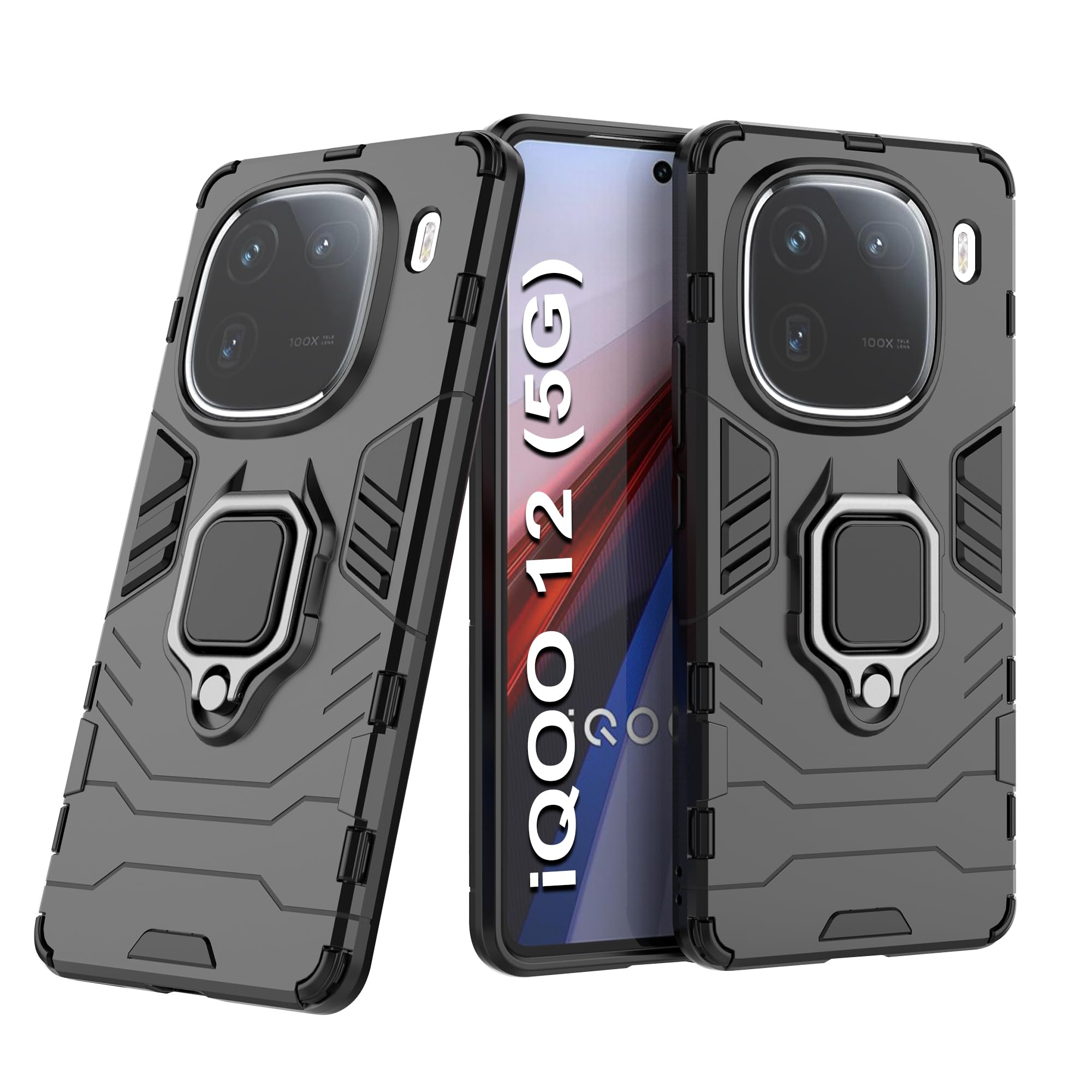 CEDO Rugged iQOO 12 (5G) Defender Case | Rotating Ring Holder & Kickstand in-Built | Military Grade Armor | Bumper Back Cover (Black) (B0CRHF1GBR) Amazon Price History, Amazon Price Tracker