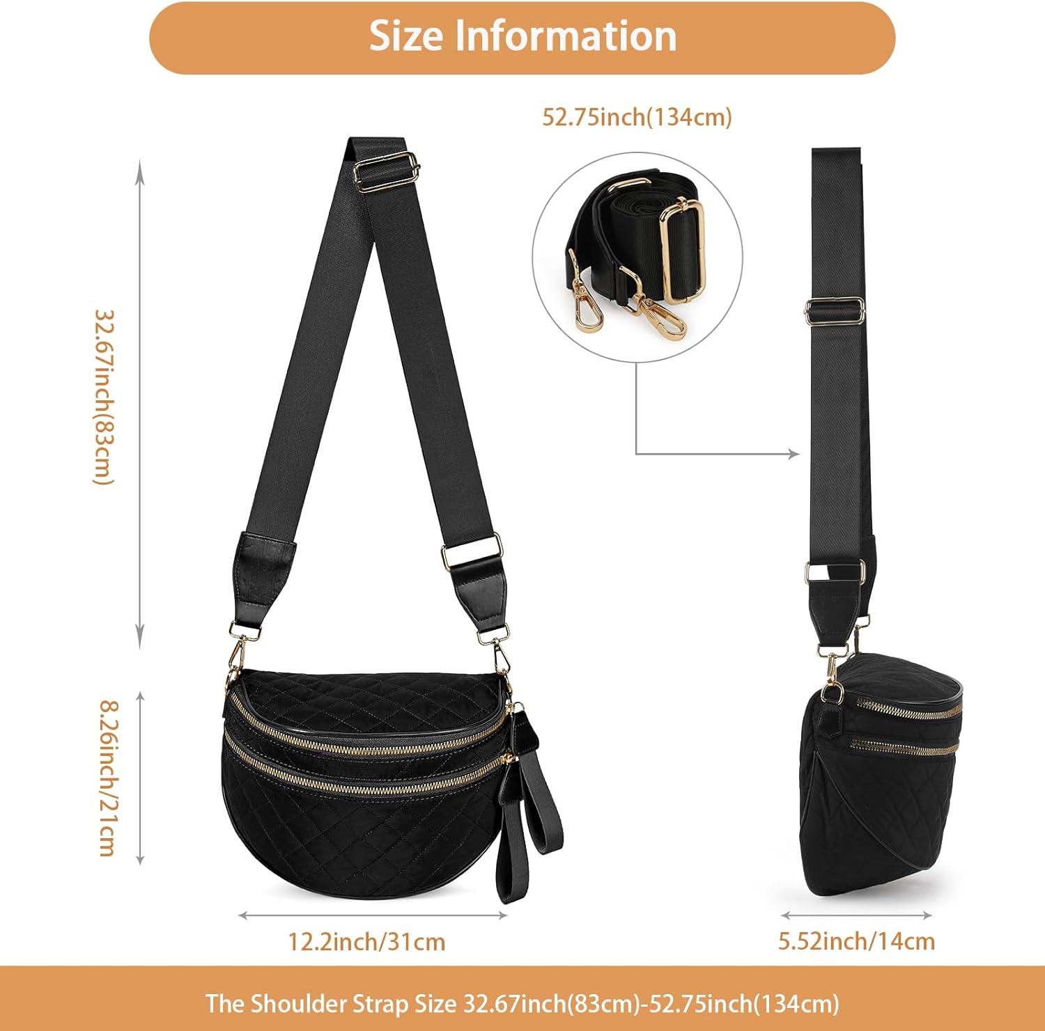 Bum Bags for Women Crossbody, Checkered Crossbody Bag, Nylon Crossbody Bags Fanny Packs Checkered Purse Bag - Image 4