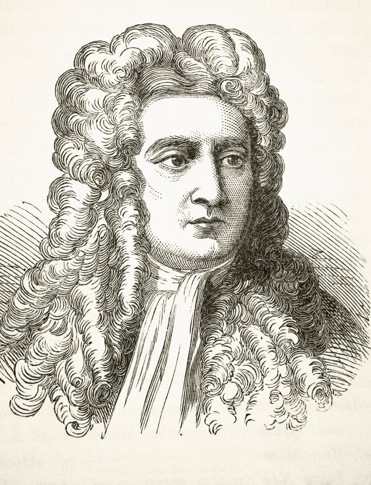 Posterazzi Sir Isaac Newton 1642 do 1727 angielski fizyk i matematyczny naukowiec plakat wydruk autorstwa Williama Aubreya opublikowany Londyn około 1890 roku (24 x 32)