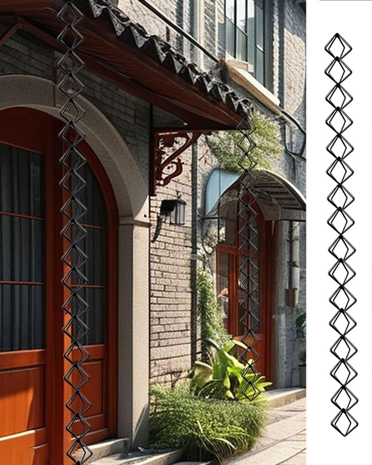 YNBSHGAA Adjustable Rain Chain for Roof Without Gutter, Decorative Outdoor Rainwater Diverter for Eaves Drainage,Style2-7m (23ft)