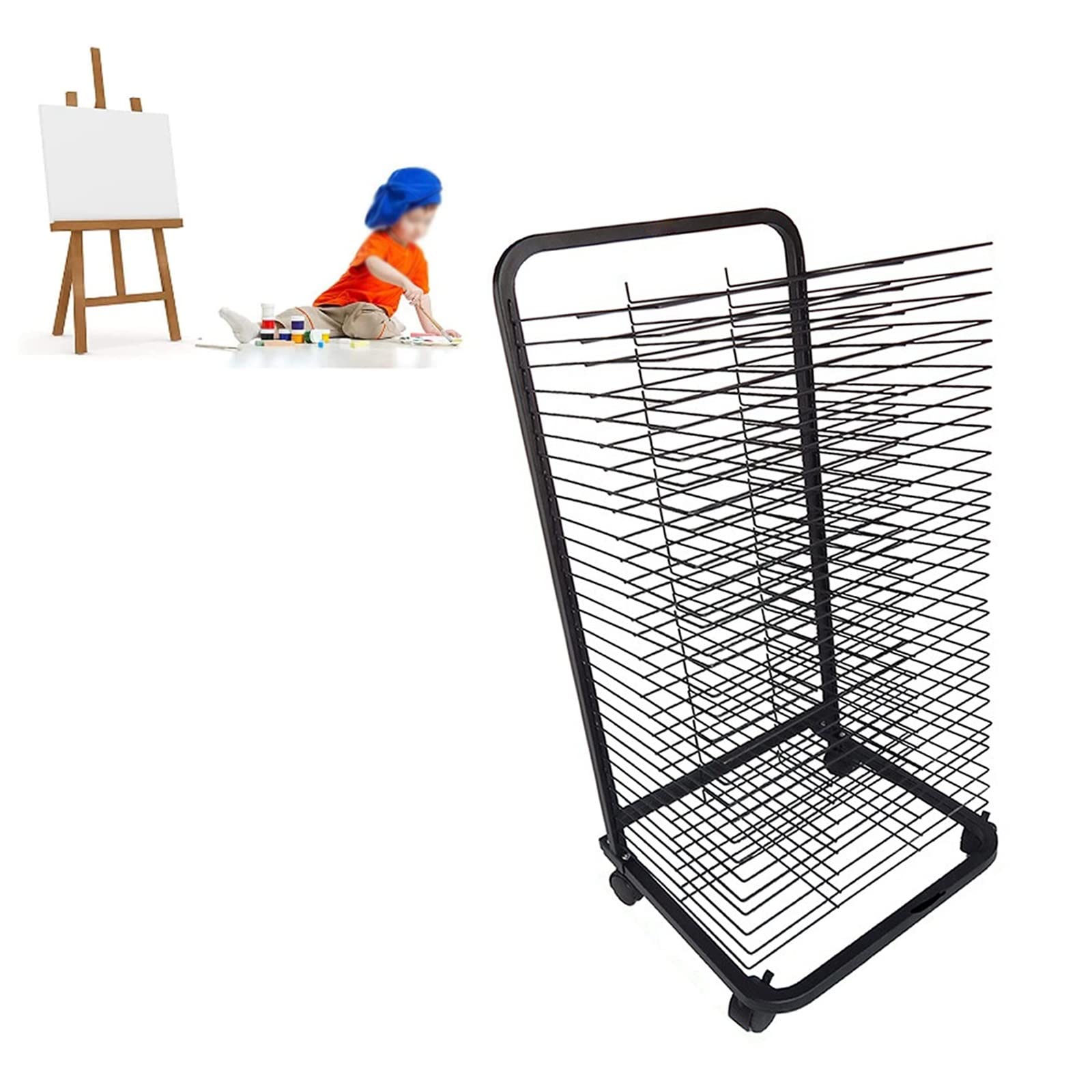 Aioneer Art Drying Rack for Classroom, Space Saving Rack, Multi-Layer Removable Tray, Silent Wheels with Brakes, Save Space, for Classrooms, Art Studio,Art Clubs