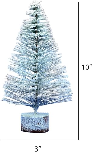 Miniatura 3 de Vickerman Árbol de Navidad artificial de pueblo flocado de 10 pulgadas, sin luz, paquete múltiple de árboles sintéticos cubiertos de nieve,