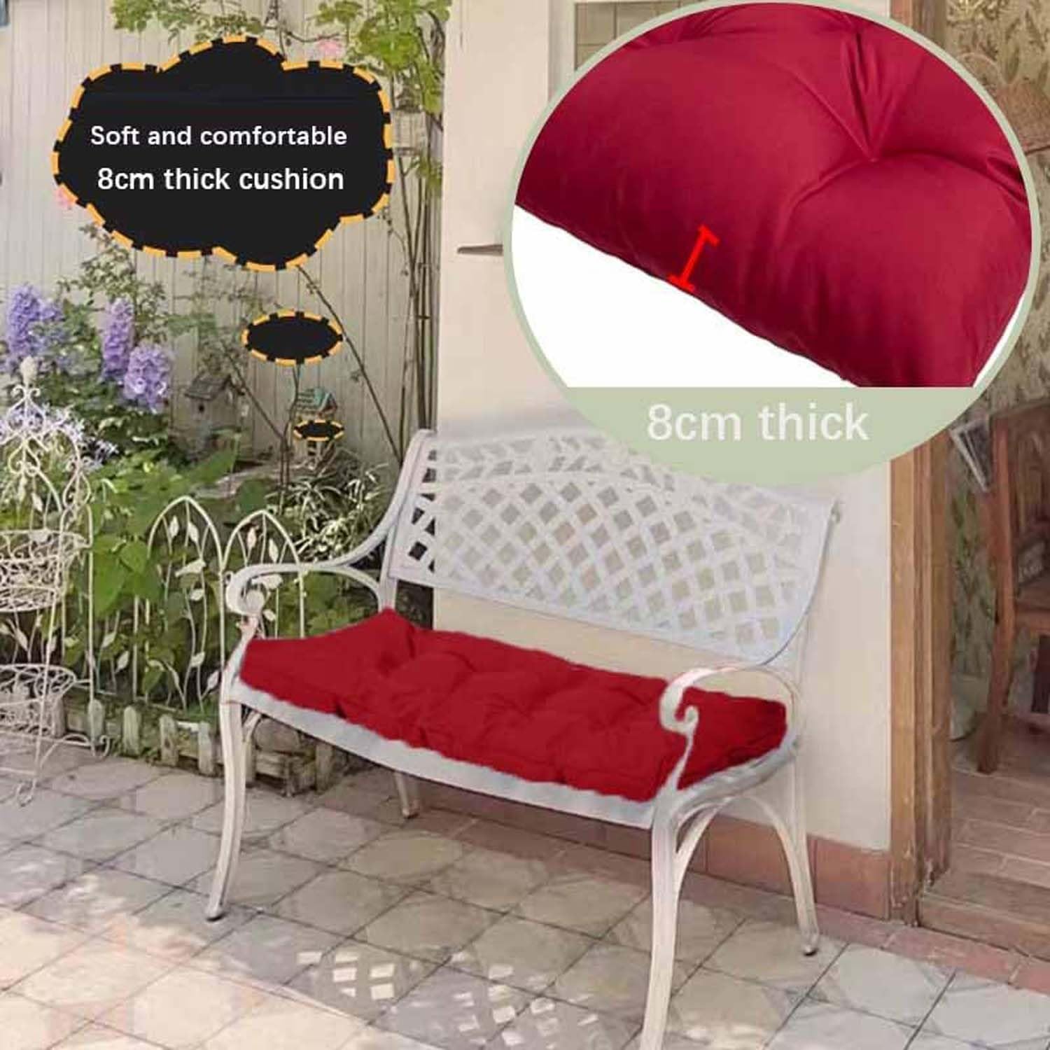 Cuscini Per Mobili da Giardino, Cuscini per Panca 130x50cm, Cuscino Antiscivolo Per Sedia A Dondolo Cuscini per Panca da Esterno/Interno Lavabile(H)