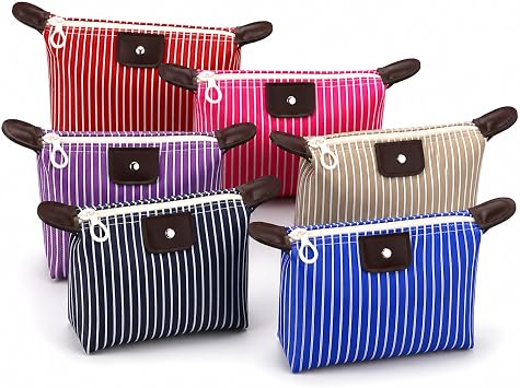 Cosmetic Bags Stripe Toiletry Bags for Women 6 Pack Toiletries Organizer Bag Multifunction Travel Makeup Pouch