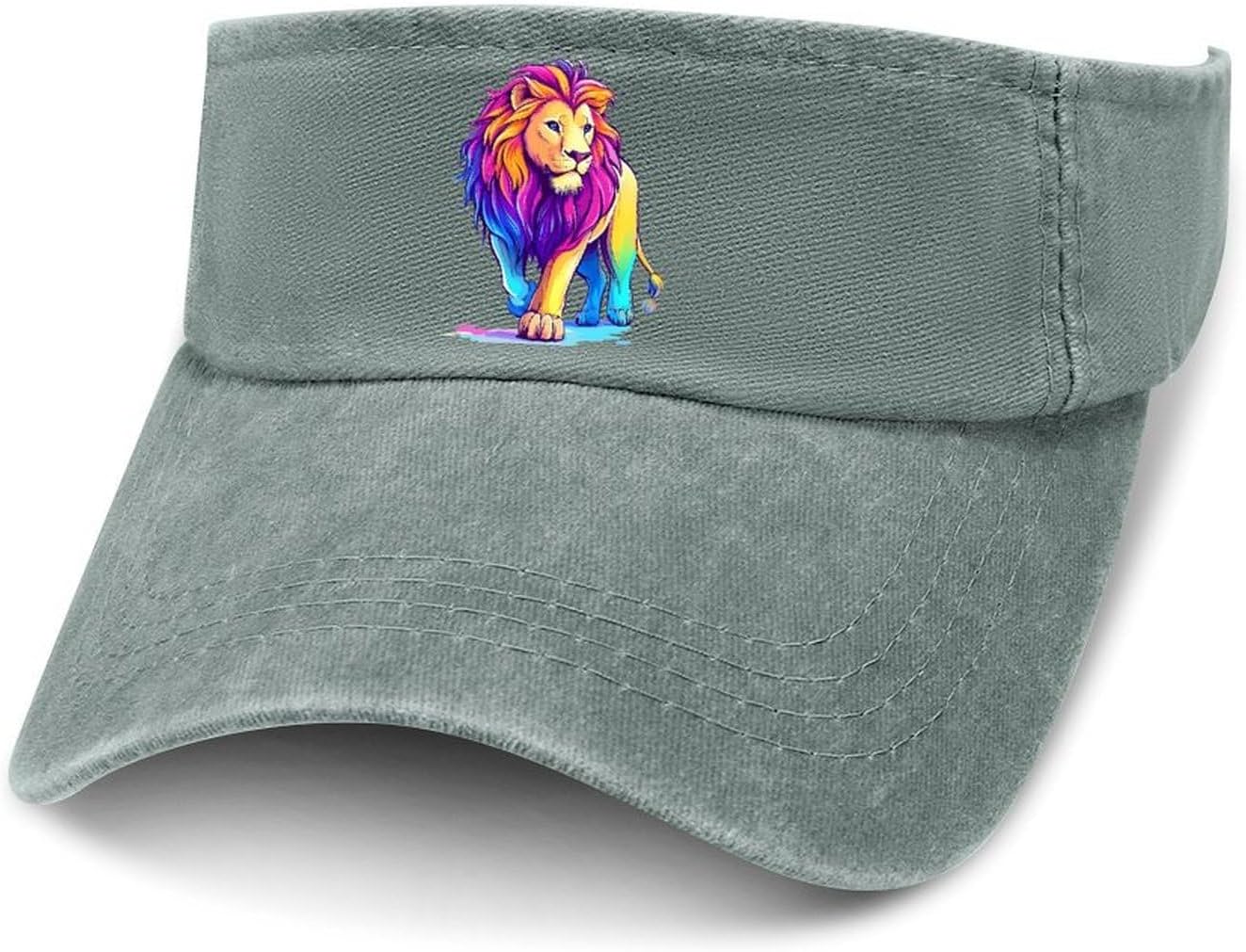 Colorful Wild Lion Sport Sun Visor Hats for Women Men Empty Top Baseball Cap Adjustable Denim Hat