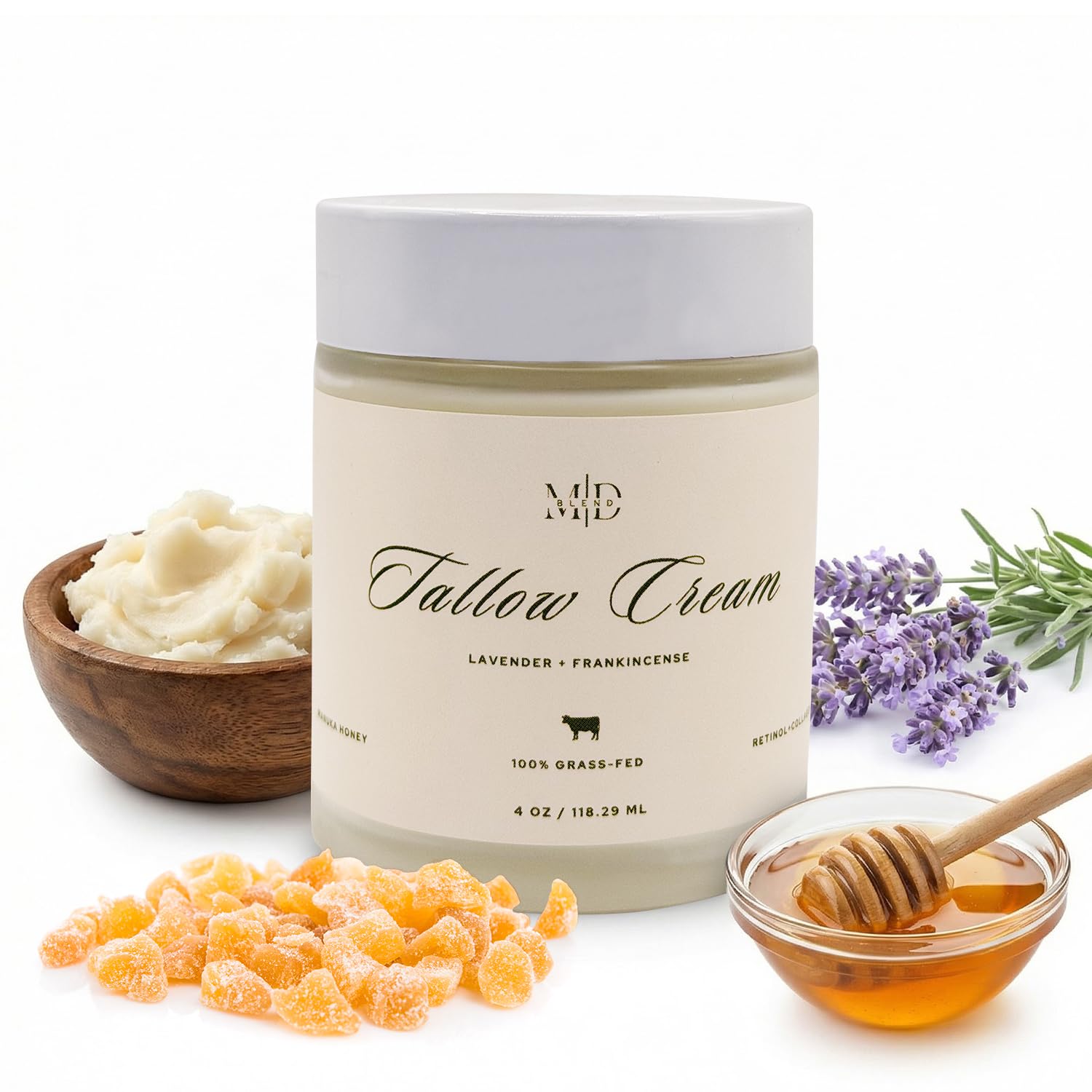 Tallow Cream Moisturizer With Lavender & Frankincense For Face & Body, Daily Hydration And Skin Care Support For Dry And Sensitive Skin