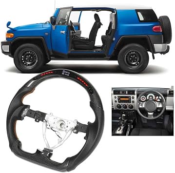 LED Shift Lights Carbon Fiber Steering Wheel Orange Stitching Compatible With Toyot FJ Cruiser 20072017 Car Accessories