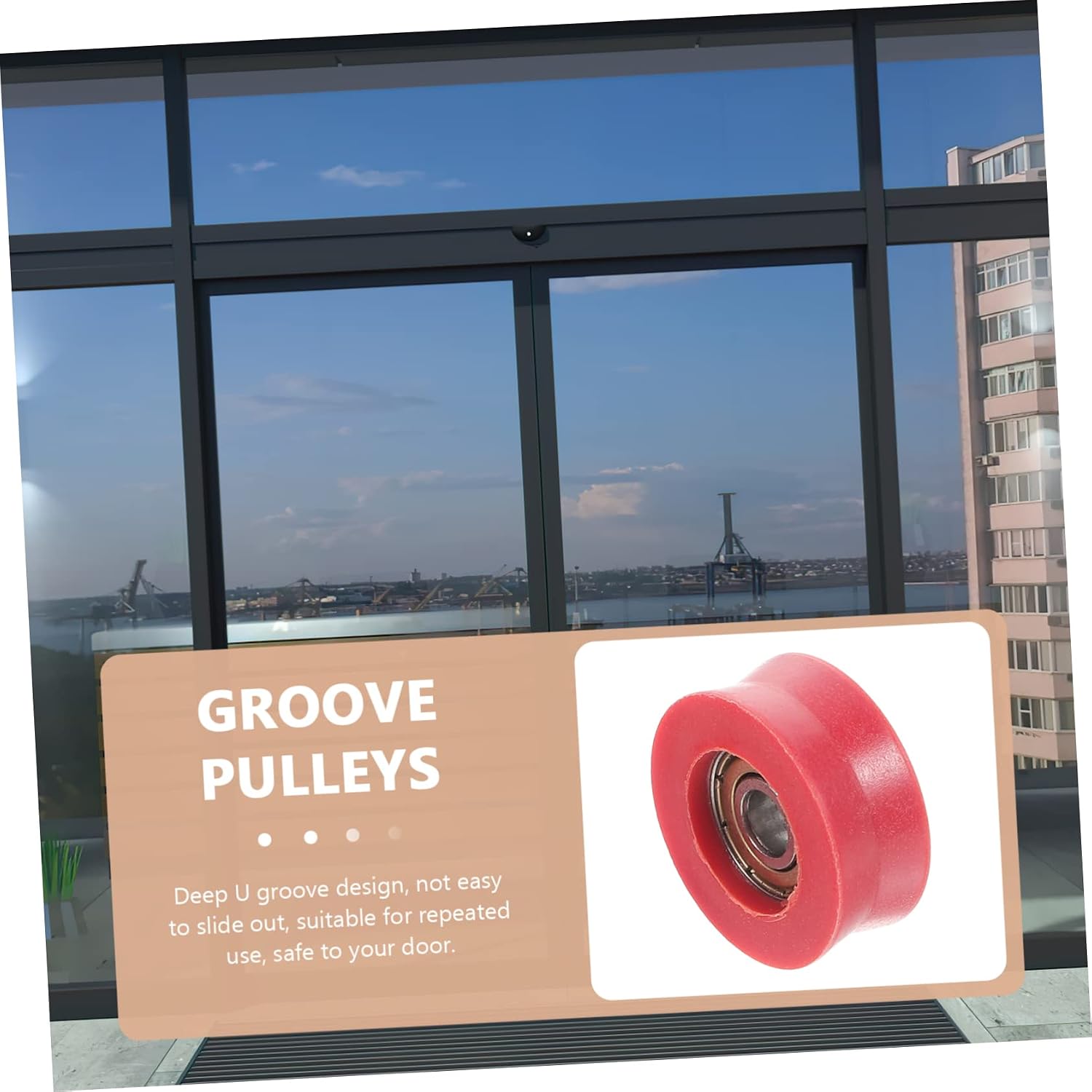 Gatuida 10pcs U Groove Roller Bearing Sliding Door Pulleys Window Door U Pulley Roller U- Groove Guide Pulley Door Accessories Cabinet Guide Red Mute White Nylon Pa6 U-shaped Sheave, 2.6X2.6X1.2CM