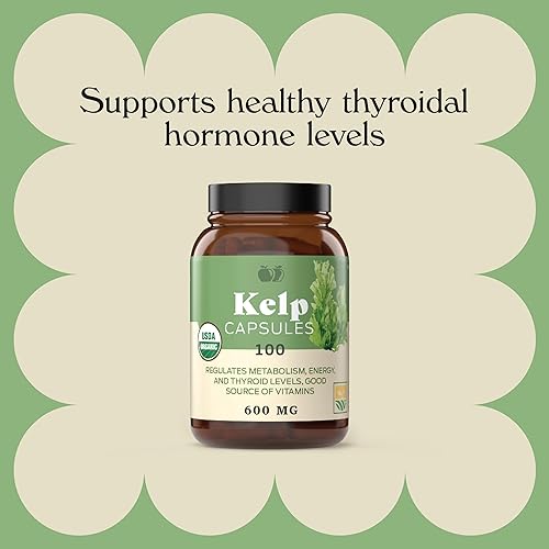 Miniatura 3 de Suplemento en polvo de algas marinas crudas – Cápsulas de 600 mg 100 píldoras en polvo de algas marinas crudas y suplemento de apoyo para la tiroides